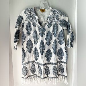 Roberta Roller Rabbit Girls White and Blue Tunic/Beach Coverup